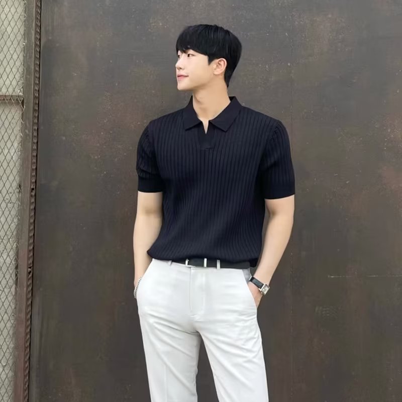 Men's Ice Silk Polo Shirt – Slim Fit, Moisture-Wicking