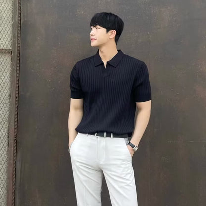 Men's Ice Silk Polo Shirt – Slim Fit, Moisture-Wicking