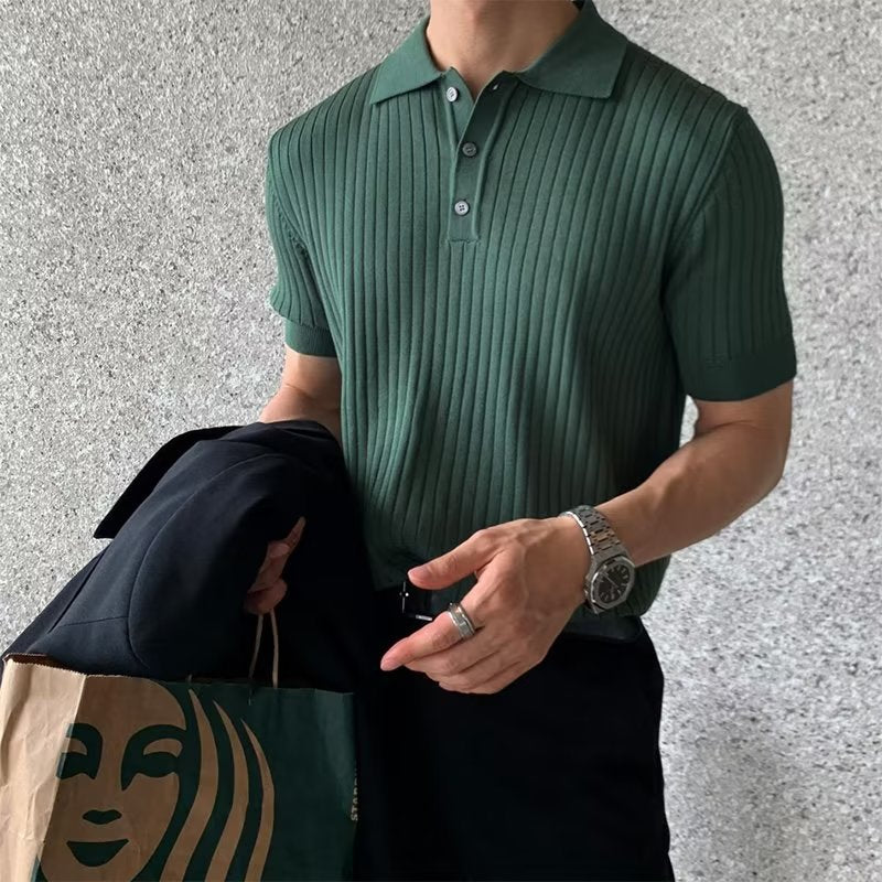 Men's Ice Silk Polo Shirt – Slim Fit, Moisture-Wicking