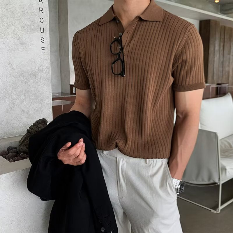 Men's Ice Silk Polo Shirt – Slim Fit, Moisture-Wicking