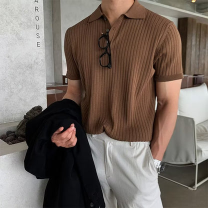 Men's Ice Silk Polo Shirt – Slim Fit, Moisture-Wicking
