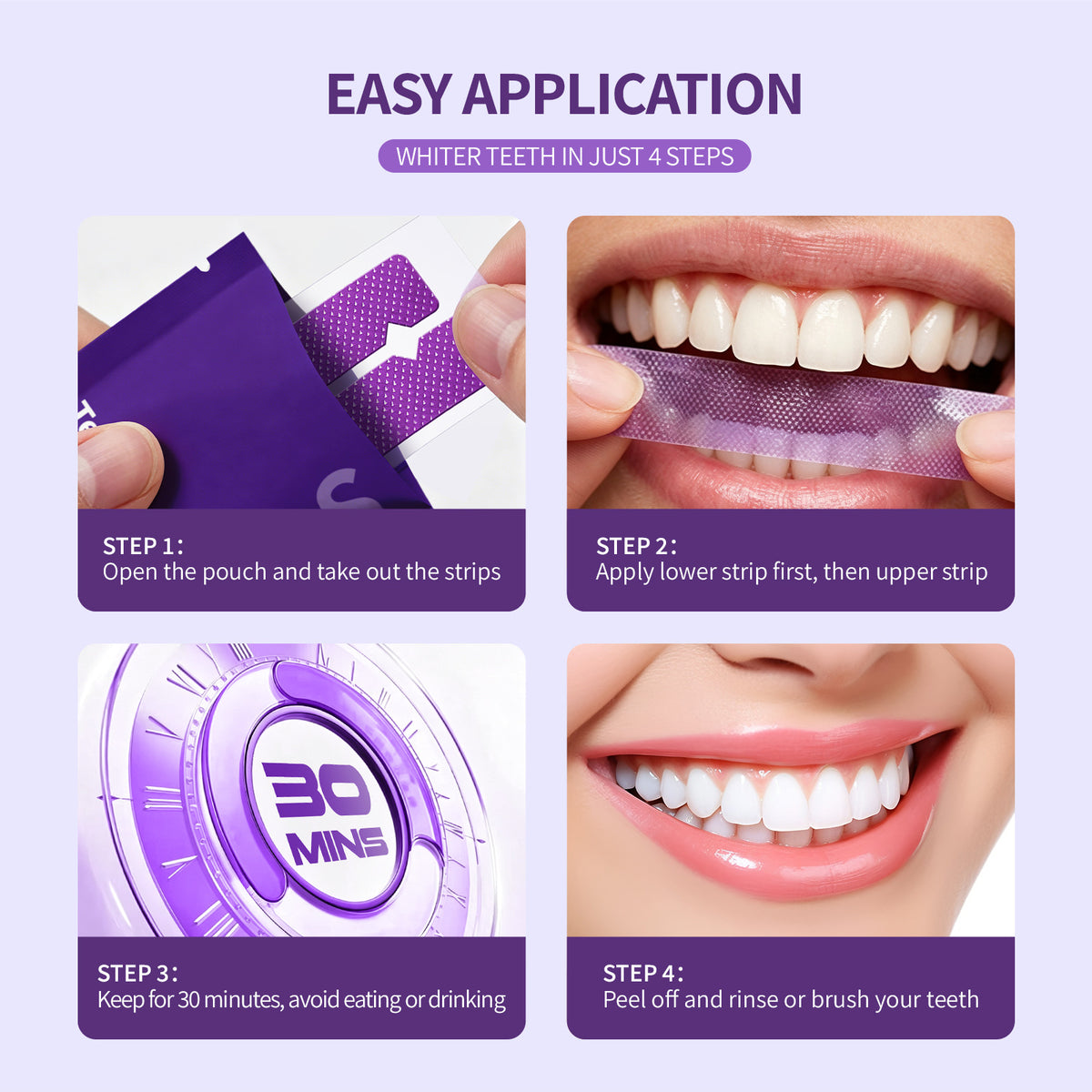 Purple Teeth Whitening Strips – 14 Pairs