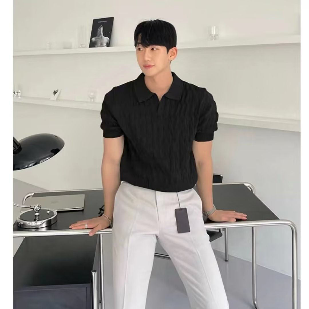 Men's Ice Silk Polo Shirt – Slim Fit, Moisture-Wicking