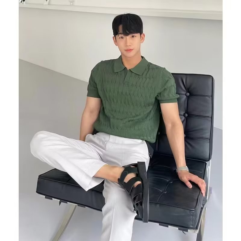 Men's Ice Silk Polo Shirt – Slim Fit, Moisture-Wicking